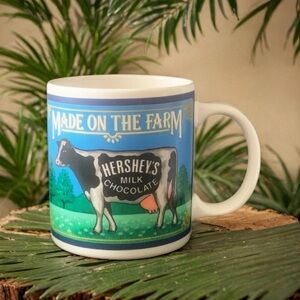 Vintage Hershey’s 1993 Milk Chocolate Made On The Farm Cow Mug Classic Americana